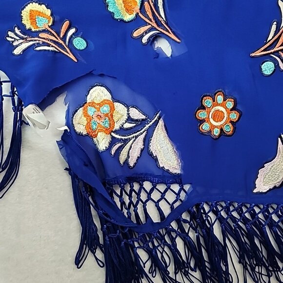 Zingara Women's Size 1 Floral Embroidered Blouse Tassels For Parts! Read - Picture 12 of 16